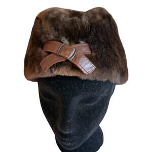 HPI Sweden Genuine Sheared Mink Hat Dark Brown